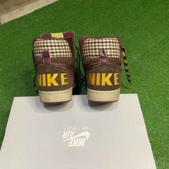 2008 Nike Terminator Plaid Hightop’s Brown & Maroon Plaid Sneakers Size 11.5 - Picture 5 of 9